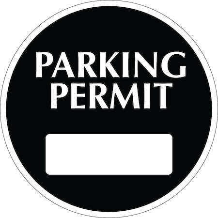 Lustre-Cal Repositionable Parking Permit Black 3in x 3in Circle 1 Blank No Pad, 50PK 253743Py1KDi0000